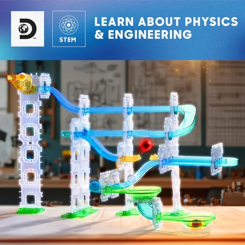 Vista 2 de Discovery Marble Run Race Track - Juego de construcción de laberinto de mármol de 58 piezas, 6 canicas, actividad de aprendizaje STEM, kit