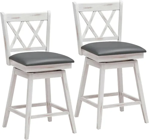 Taburete de bar de altura de mostrador, taburetes de bar giratorios de 360 grados, silla alta tapizada de 25 pulgadas, sillas de bar de madera