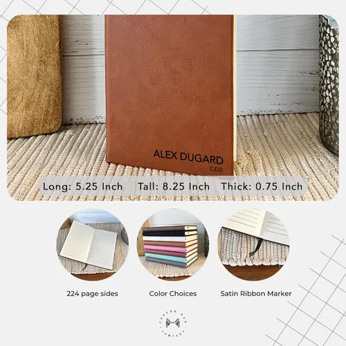Vista 2 de Premium Quality Personalized Leather Journal for Her - Custom Journals & Notebooks with Name Engraved, Perfect Gift for Traveling or Writing