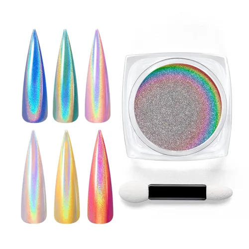 Vista 8 de Beetles Polvo de Uñas Cromado Blanco para Uñas de Gel, Polvo de Uñas Cromado Perlas, Polvo de Uñas con Efecto Espejo, Polvo de Uñas de Gel