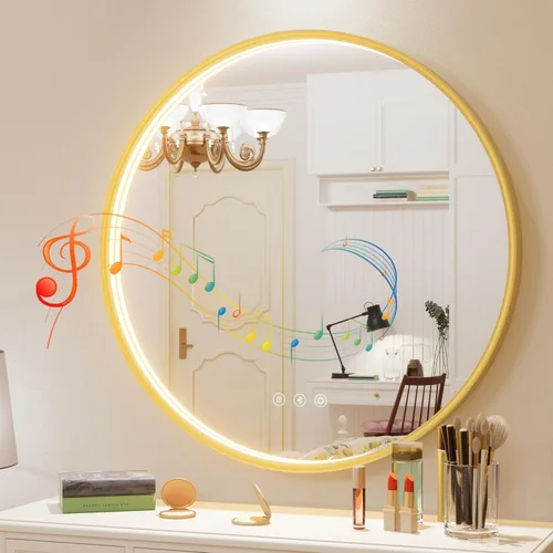 Vista 24 de Espejo de baño LED Bluetooth de 20 pulgadas con antivaho Marco negro
