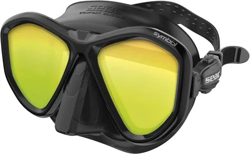 Vista 14 de Seac Símbolo, máscara de buceo hecha en Italia con dos lentes y hebilla 3D