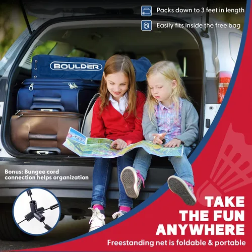 Vista 6 de Boulder Portable Badminton Pickleball Net - Foldable/Extendable Poles for Multiple Sports Heights (UP to 5 ft) - Ideal for Tennis, Pickleball