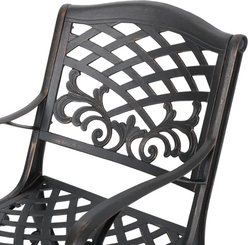 Vista 7 de Christopher Knight Home Myrtle Beach - Sillas de comedor de aluminio para exteriores, juego de 2 piezas, cobre brillante