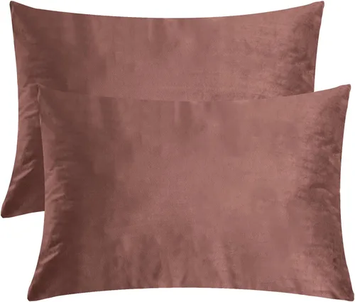 Vista 39 de StangH Funda de almohada de terciopelo suave para cabello y piel, tamaño Queen (beige camello, 20 x 30 pulgadas) juego de 2, fundas de almohada