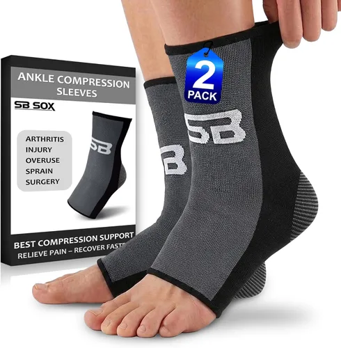 SB SOX Tobillera de compresión (1 par) – Manga de soporte de tobillo para hombres y mujeres – Alivio para Aquiles, esguinces, fascitis plantar
