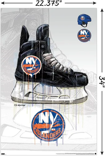 Vista 3 de Trends International NHL New York Islanders - Póster de pared de Drip Skate 21, 22.375 x 34 pulgadas, versión sin marco