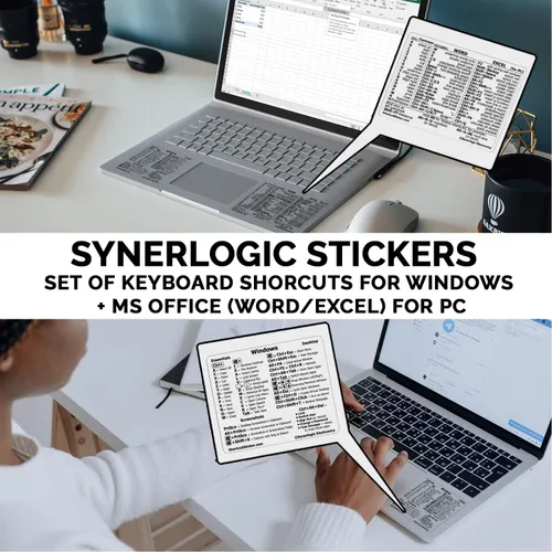 Vista 4 de SYNERLOGIC Guía de referencia rápida para Windows + WordExcel (para Windows), adhesivos de acceso directo de teclado, vinilo sin residuos