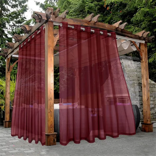 Vista 18 de BONZER Cortinas traslúcidas blancas para patio impermeables para exteriores – 2 paneles con ojales, cortina transparente de gasa para interiores