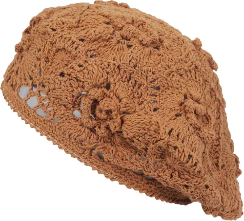 ZLYC Boina de algodón para mujer con corte floral hecho a mano