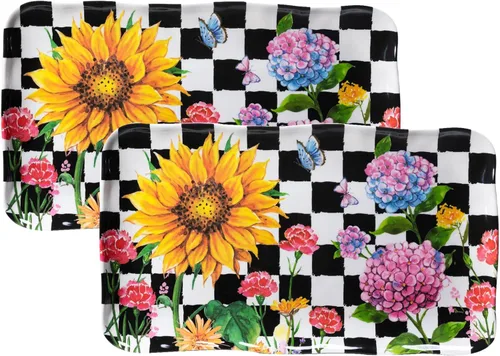 Vista 15 de LEHAHA Bandejas para preparar y servir a la parrilla, bandeja para servir barbacoa, bandejas de melamina para alimentos, juego de 2, gran regalo