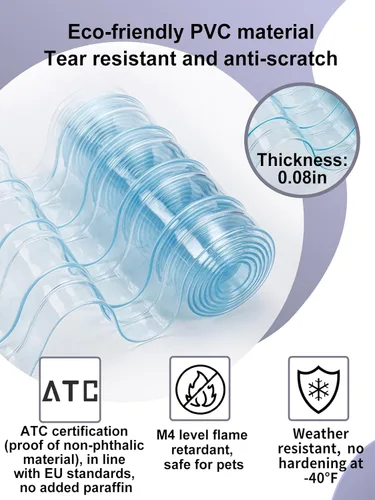 Vista 2 de Solapas de repuesto para puerta de 9.8 pulgadas x 4.9 pies para casa de perro, tira de vinilo transparente fácil de cortar e instalar para puerta