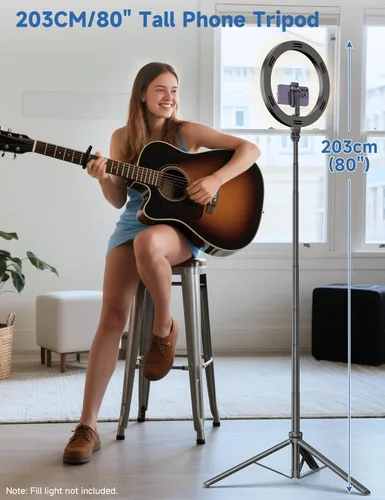 Vista 3 de Trípode de teléfono de 75 pulgadas, palo selfie con control remoto y soporte para teléfono, trípode extensible para iPhone, trípode de aluminio