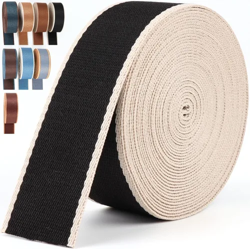 Vista 17 de Webbing 1.5 Inch-6 Rolls Polycotton 1 1/2 inch Webbing Strap for Bag Making-1.5 "Cotton Striped Ribbon for Purse Backpack Luggage Straps 18 Yards