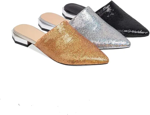 Vista 5 de MIOKE - Zapatillas de tacón bajo para mujer con detalles en punta plana sin respaldo para mujer