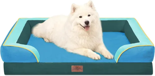 Vista 472 de Comfort Expression Cama ortopédica para perros extra grandes de 45 x 35 pulgadas, cama para mascotas XL de espuma tipo caja de huevos impermeable