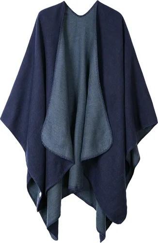 Vista 195 de Urban CoCo Poncho de colores para mujer, chal con frente abierto, color en bloques