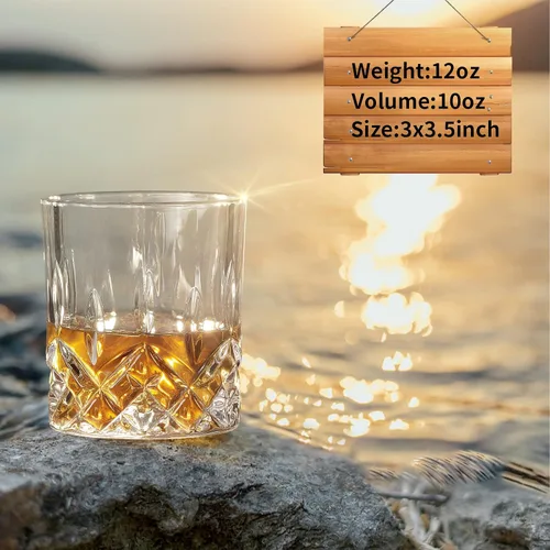 Vista 2 de OPAYLY Juego de 4 vasos de whisky, vasos de rocas, vasos de 10 onzas antiguos para beber whisky escocés, bourbon, cóctel, coñac, vodka, ginebra