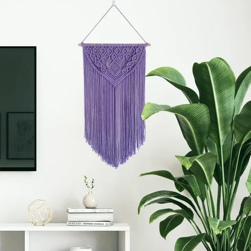 Vista 9 de Winterdemoon Tapiz tejido bohemio para colgar en la pared de macramé, decoración del hogar
