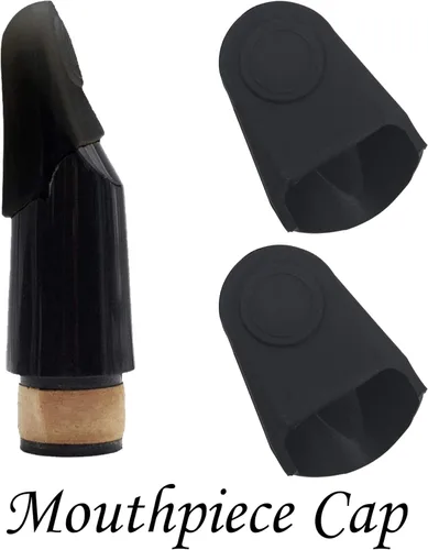 Vista 5 de Protector de boquilla de goma - 2 tapas duraderas para saxofón y clarinete (negro)