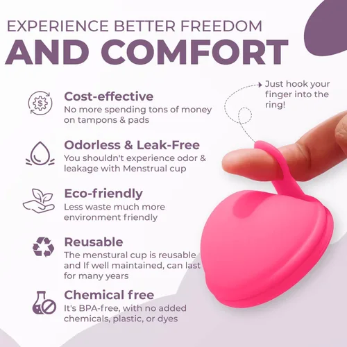 Vista 3 de Disco menstrual reutilizable hecho de 100% disco de silicona de grado médico, soporta hasta 6 súper tampones con protección cómoda de 12 horas sin