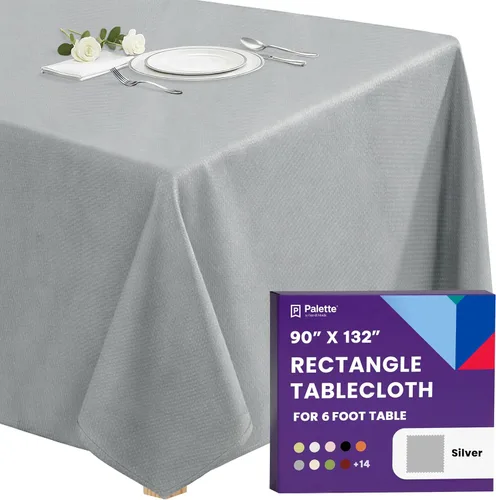 Vista 133 de Gee Di Moda - Mantel rectangular de 60 x 84 pulgadas – Mantel rectangular de poliéster lavable para mesa de 5 pies