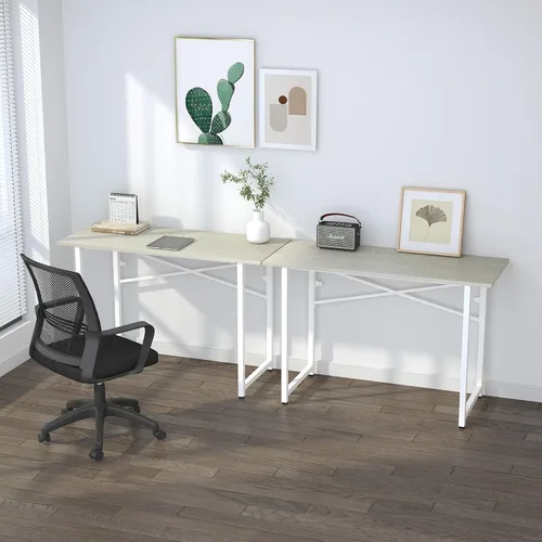 Vista 161 de Escritorio plegable de 47 pulgadas, no requiere montaje, mesa de oficina en casa, escritorio de campamento para computadora de juegos, color beige