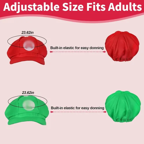 Vista 4 de Sombrero de Bros Mary & Luigi para disfraz de bigotes y guantes botones para disfraz de Halloween Cosplay