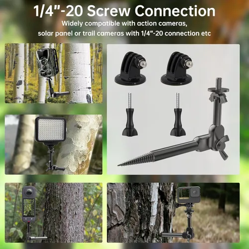 Vista 5 de Soporte de cámara de sendero, soportes de leva de sendero, accesorio de caza de árboles, soporte de cámara de juego giratorio de 360° con tornillo