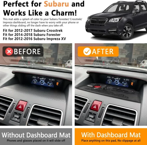 Vista 4 de Alfombrilla de salpicadero para accesorios Subaru Crosstrek 2012-2017, Forester 2014-2018, Impreza XV 2012-2016, almohadilla interior antideslizante