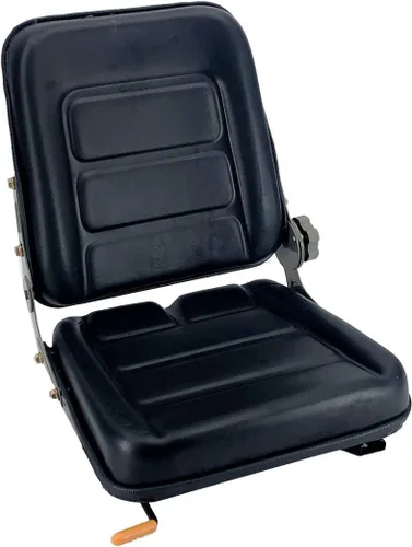 Vista 10 de Asiento de tractor de suspensión de PVC con respaldo y reposabrazos ajustables de 140° Negro Se adapta a carretilla elevadora de excavadora