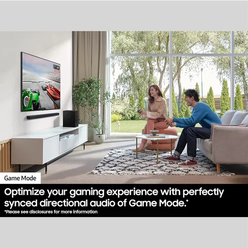 Vista 4 de Barra de sonido Samsung HW-Q60C 3.1ch con audio Dolby, Q-Symphony, Sonido Adaptativo Lite, HDMI eARC, Modo de Juego, Bluetooth, Sonido de Toque