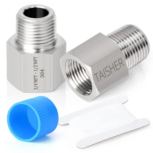 Vista 18 de TAISHER 2 piezas de forja de acero inoxidable 304, adaptador reductor, 1 pulgada NPT macho x 1 pulgada G rosca (BSP) hembra