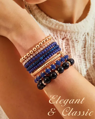 Vista 5 de MILACOLATO 4 juegos de pulseras boho para mujer, multicolor, apilables, con cuentas naturales, pulseras elásticas ajustables bohemias Pulseras A - 4