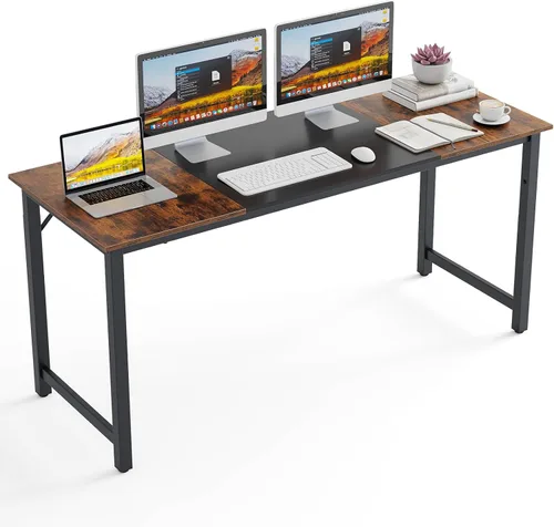 Tangkula Mesa de conferencias de 63 x 24 pulgadas, mesa de sala de reuniones con marco de metal y almohadillas ajustables para los pies, escritorio