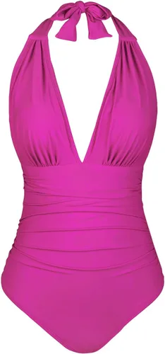 Vista 4 de CUPSHE Women V Neck One Piece Swimsuit Halter Backless Ruched Tummy Control Bathing Suit