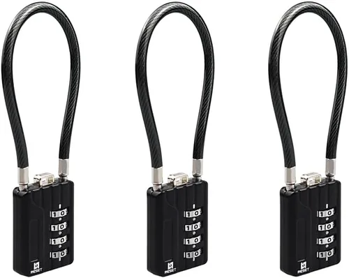 Vista 9 de RESET-201 (1 Pack) Candado de combinación de 4 dígitos con cable flexible de 7.1 pulgadas (18 cm), cerradura larga, cerradura de cable para viajes