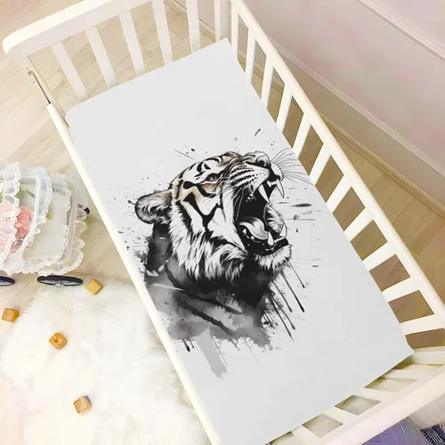 Vista 6 de Fitted Crib Sheets Black Roaring Tiger Baby Crib Sheets for Boy & Girl Toddler Mattress Sheets 21216039