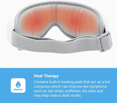 Vista 5 de iReliev Masajeador de ojos con calor, música Bluetooth, terapia de compresión y vibración, ayuda con migrañas, ojeras y fatiga ocular