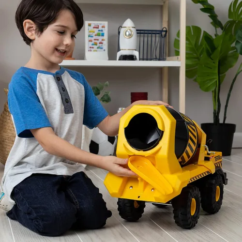 Vista 5 de Tonka Steel Classics Mighty Mezcladora de Cemento - Fabricada con Acero y Plástico Resistente, Camión de Construcción de Juguete Amarillo, Niños