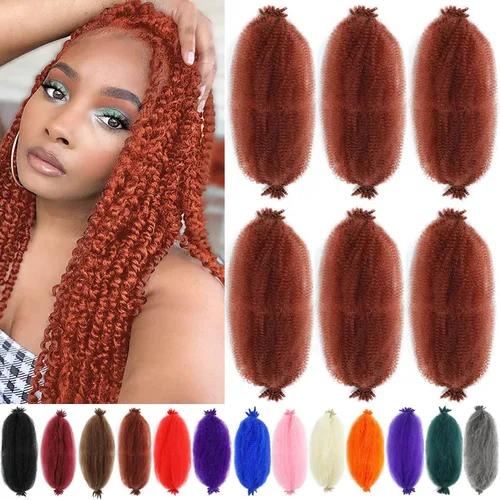 Vista 44 de Cabello Afro Twist de 12 pulgadas, Cabello Afro Trenzado de Ganchillo (12 Pulgadas (Paquete de 3), RED#)