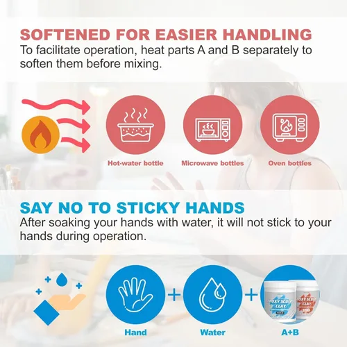 Vista 3 de 1 Libra de Arcilla de Escultura de Masilla Epoxy Negra, Compuesto de Modelado de 2 Partes (A & B) para Esculpir, Modelar, Construir, Reparar