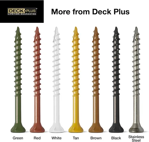 Vista 5 de Deck Plus Tornillos para valla y madera exterior con revestimiento epoxi de 2 pulgadas #8 x 2 Torx/Star Drive incluido, rosca gruesa, tornillo