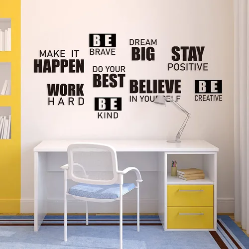 Vista 5 de 4 Sheets Inspirational Wall Decals Peel and Stick Motivational Phrases Wall Stickers Positive Quotes Vinyl for Library Home Classroom School Office