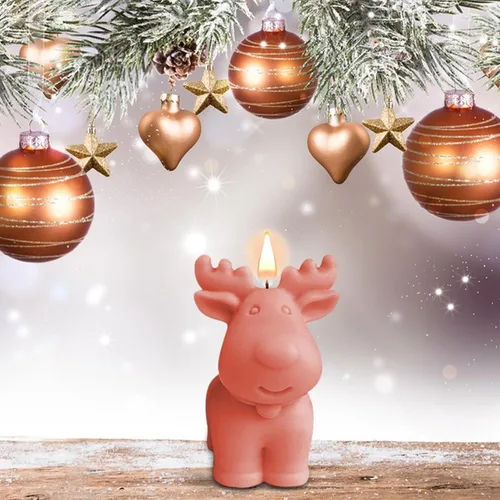 Vista 3 de Moldes de vela de Navidad 3D, moldes de jabón de silicona de ciervo para hacer velas, moldes de velas de ciervo Sika, decoración de pastel