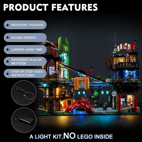 Vista 4 de BrickBling Kit de luz LED compatible con Lego Ninjago City Markets