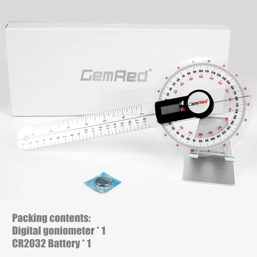 Vista 4 de GemRed Goniómetro digital de 12" para medición de ROM de rango de movimiento conjunto (nueva versión GR311)