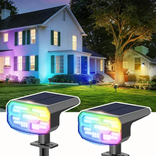 Vista 18 de Luces solares para exteriores, impermeables, IP65, encendido/apagado automático, 2700 K, 2 modos de iluminación, LED súper brillante, luces solares