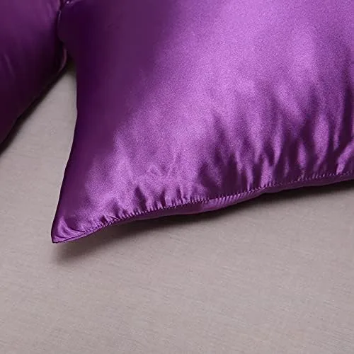 Vista 5 de Juego de 2 fundas de almohada sedosas de satén para el cabello, fundas de almohada con cierre de sobre, frescas y fáciles de lavar, juego de 2
