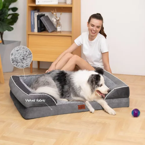 Vista 280 de Comfort Expression Cama ortopédica para perros extra grandes de 45 x 35 pulgadas, cama para mascotas XL de espuma tipo caja de huevos impermeable